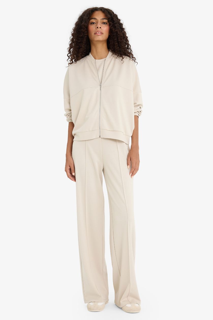 نساء بيج جاكيت بومبر منسوج ملمس ناعم بسحاب وياخة كوليج