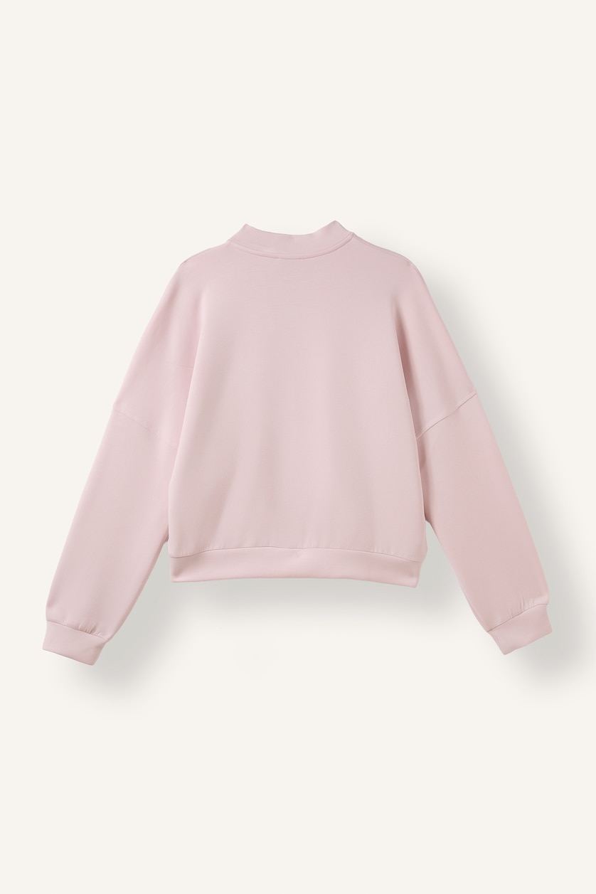 Woman Light Pink College Collar Bomber Modal Cardigan