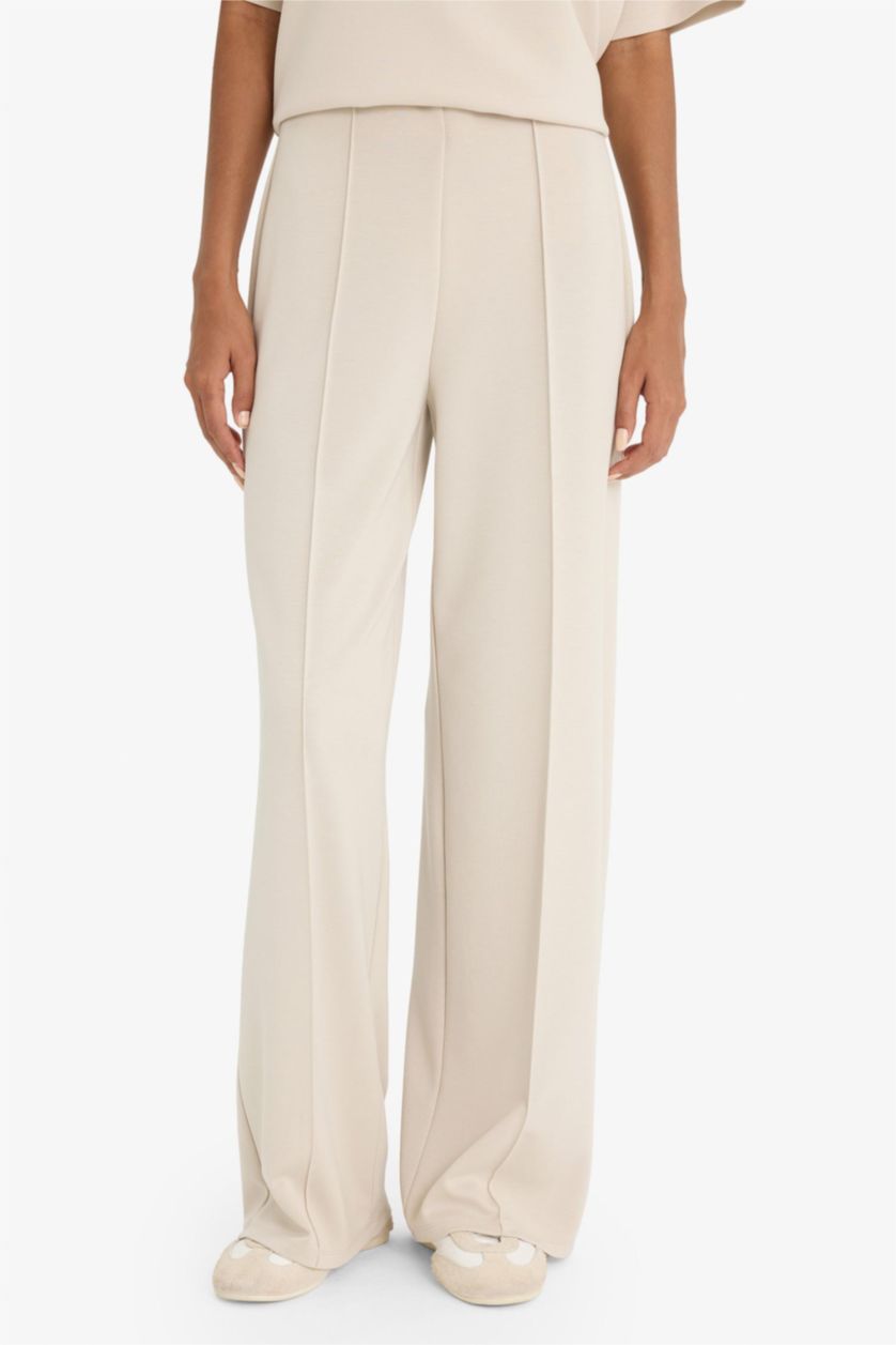 Woman Beige Straight Fit modal Trousers