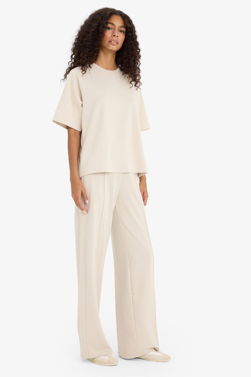 نساء بيج بنطرون بجامة رياضي ملمس ناعم قصة مستقيمة واسعة