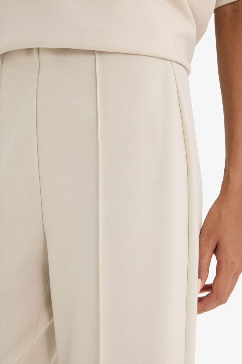 Woman Beige Straight Fit modal Trousers