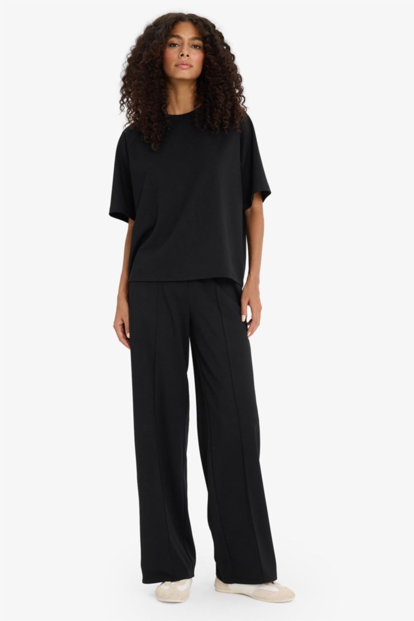 WOMAN Black Relax Fit modal Short Sleeve T-Shirt