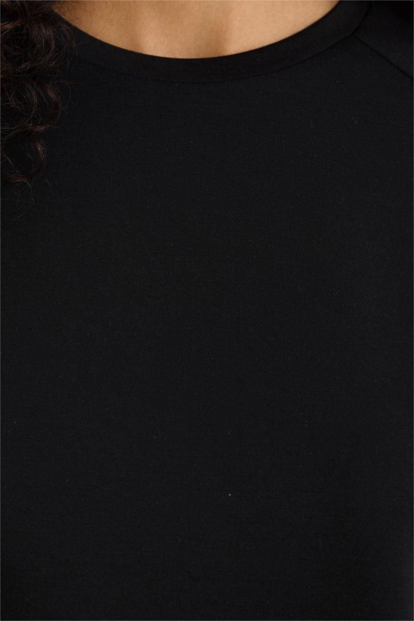 WOMAN Black Relax Fit modal Short Sleeve T-Shirt