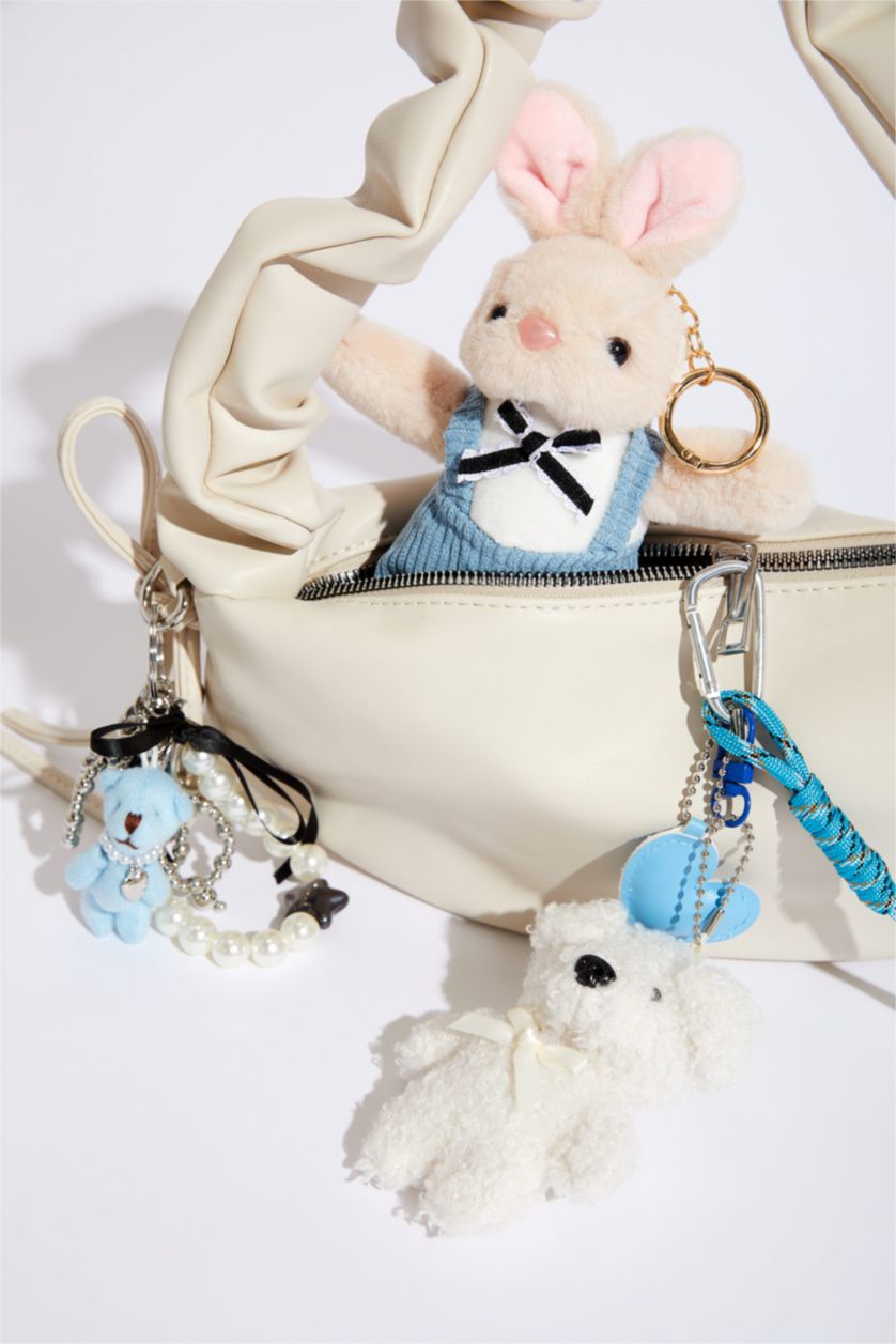 Kadın Karma Kadın Ayıcıklı Mavi Kalpli Charm Anahtarlık