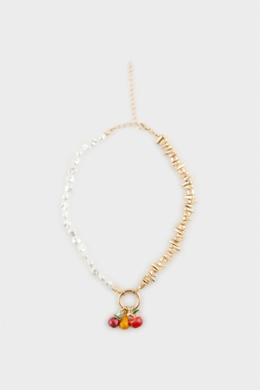 FEMME Karma Collier doré à perles et pendentif fruits pour femme