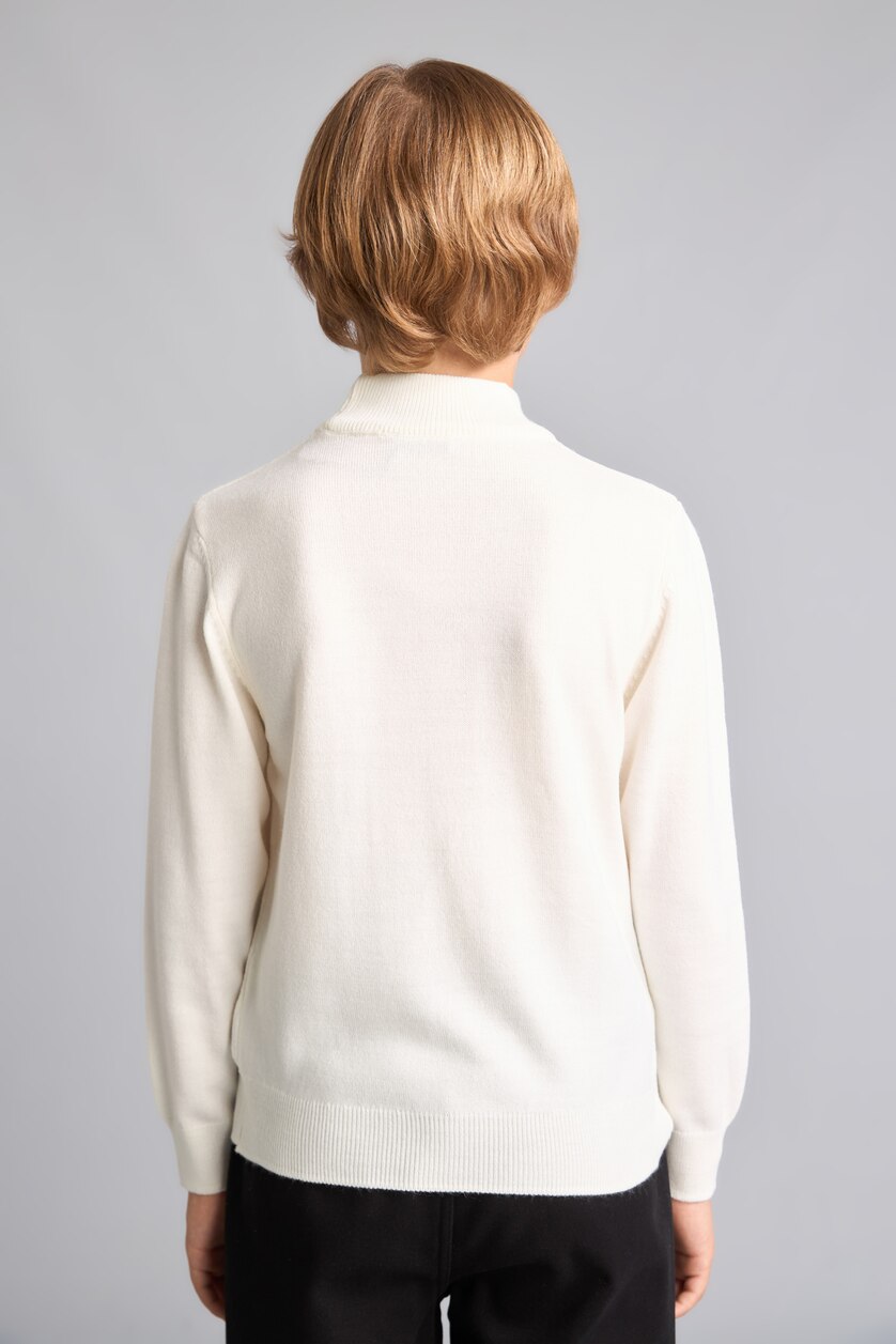 Young Boys - Teen Boys Ecru Boy Regular Fit Half Turtleneck Pullover