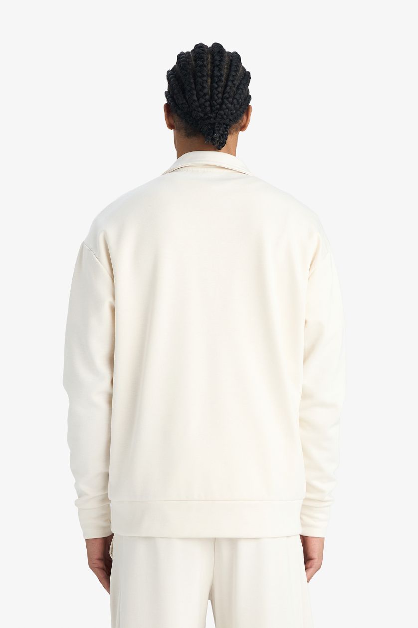 Erkek Taş NBA Brooklyn Nets Relax Fit Polo Yaka Yarım Fermuarlı Modal Sweatshirt