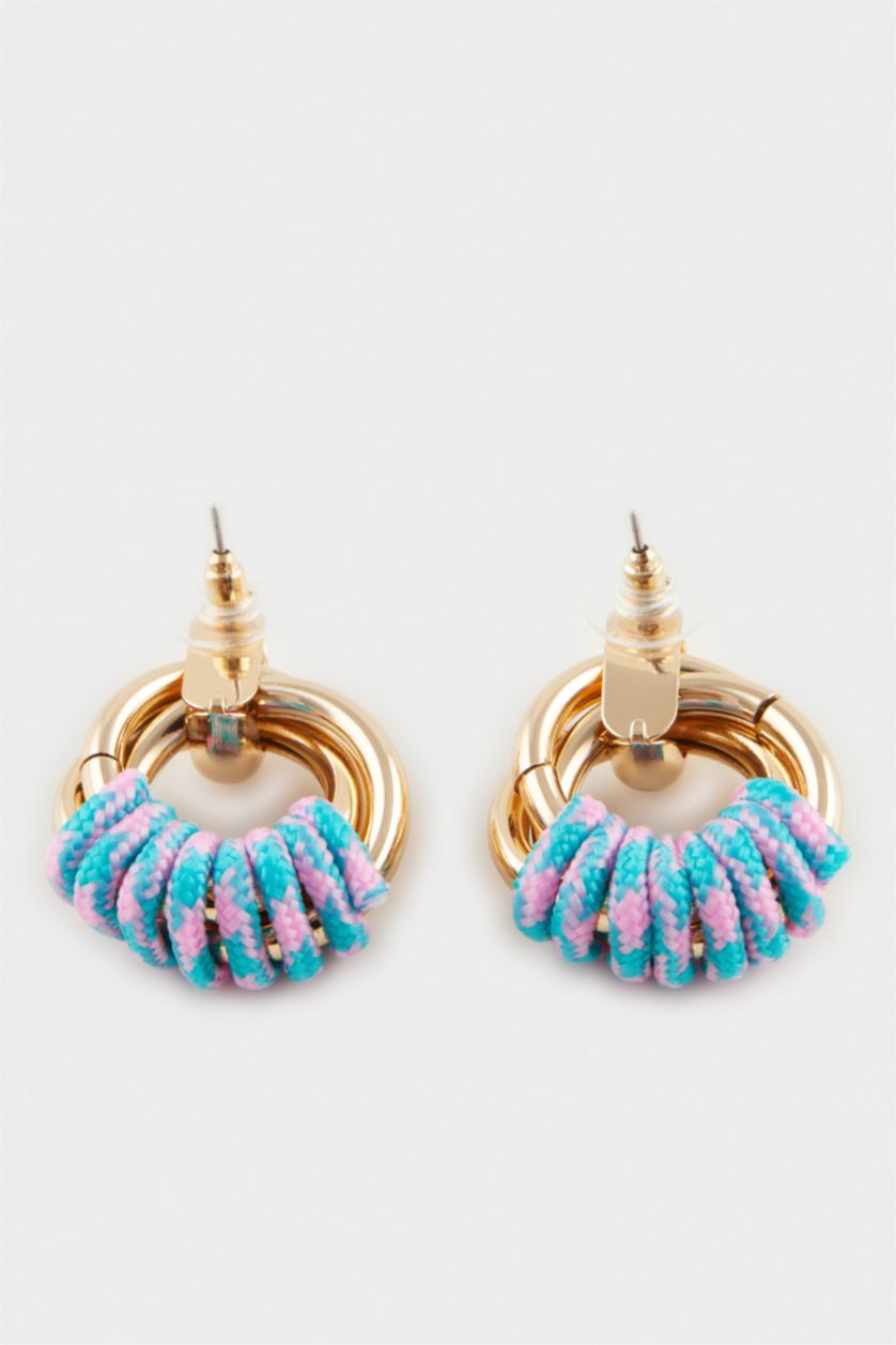 Kadın Karma Kadın Mavi Detaylı Gold Küpe