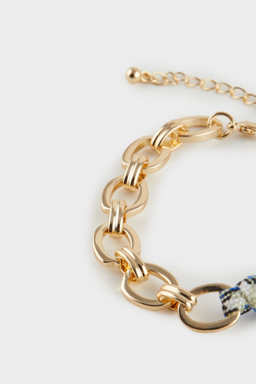 Kadın Karma Kadın Mavi Detaylı Gold Bileklik