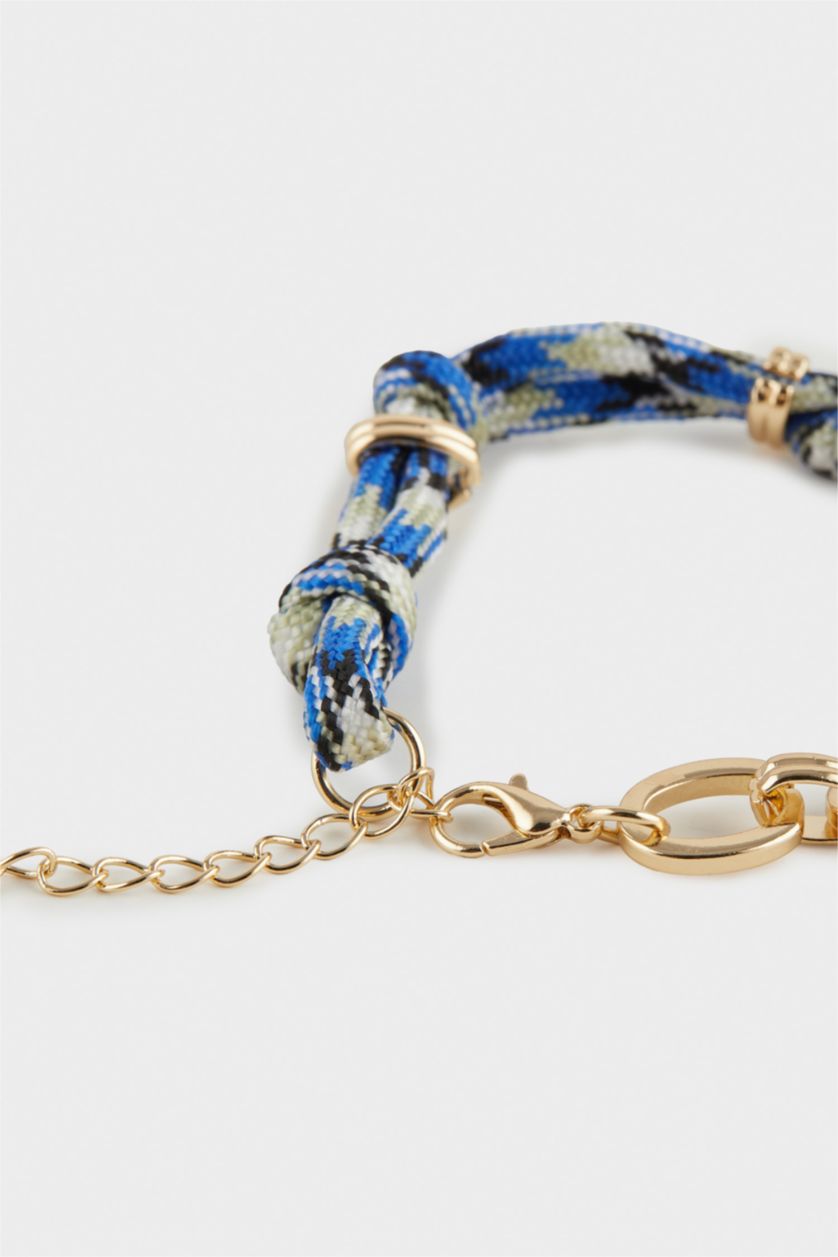 Kadın Karma Kadın Mavi Detaylı Gold Bileklik