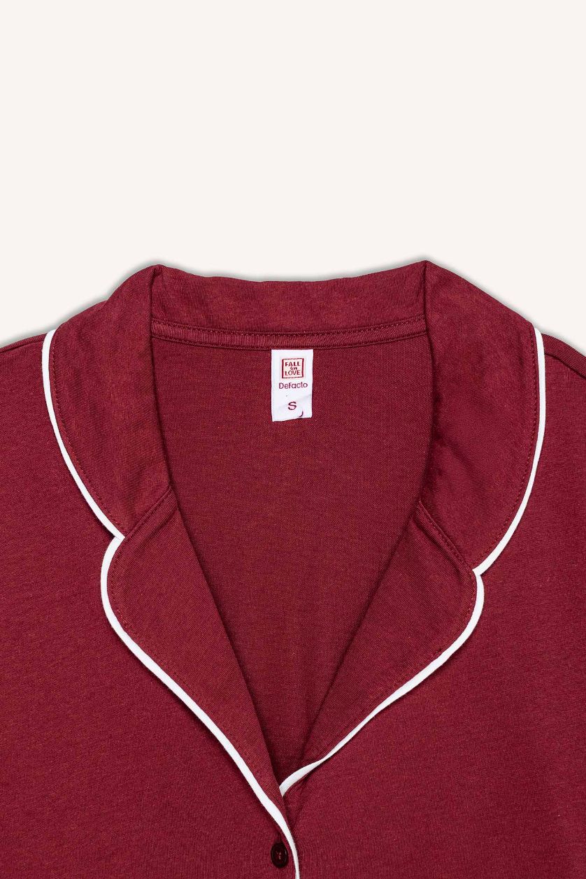 WOMAN Bordeaux Regular Fit Long Sleeve 2 Pieces Pyjama Set