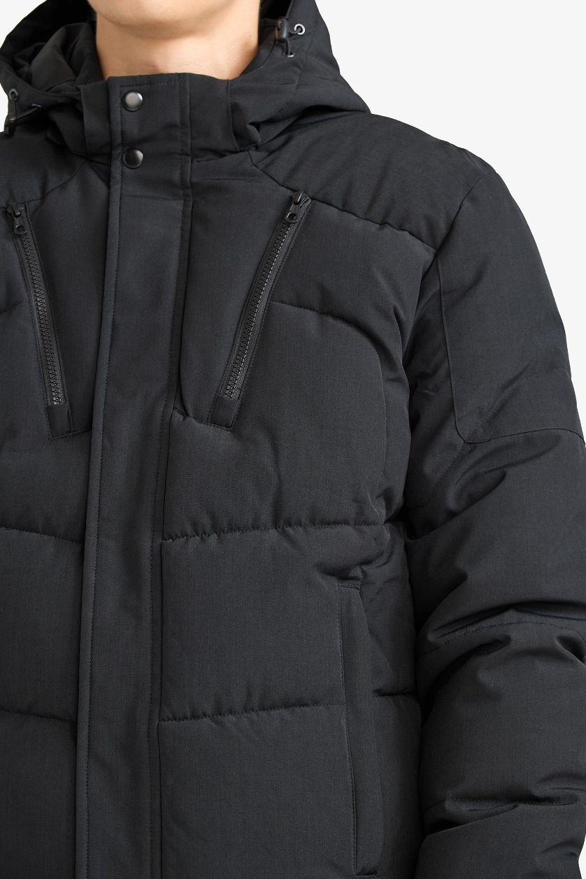 Erkek Siyah Su İtici Slim Fit Mont