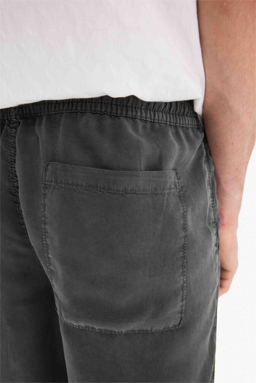 Erkek Antrasit Bol Rahat Kesim Wide Leg Üç Cepli Geniş Paça Yazlık Tensel Pantolon