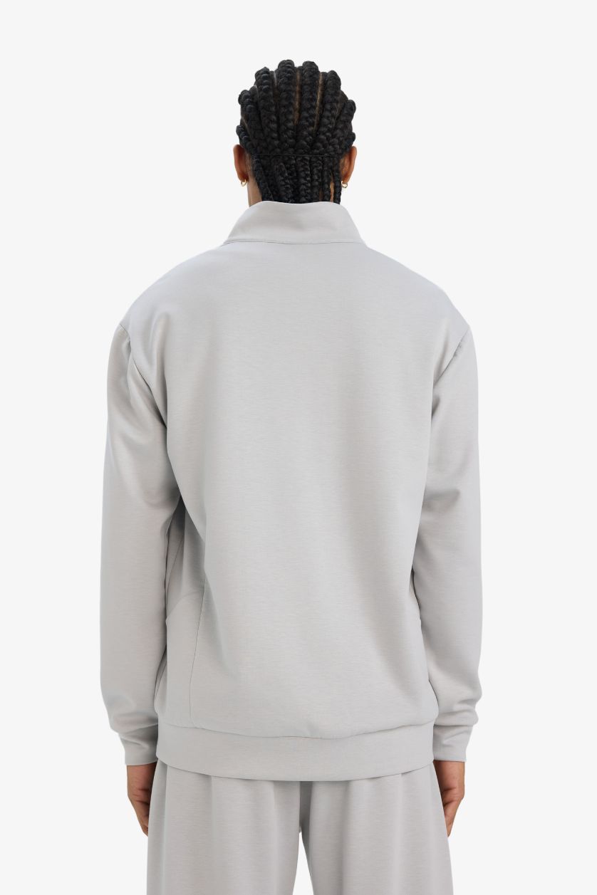 رجال رمادي فاتح سويت شيرت رياضي قصة عادية بياخة عالية بسحاب من DeFactoFit