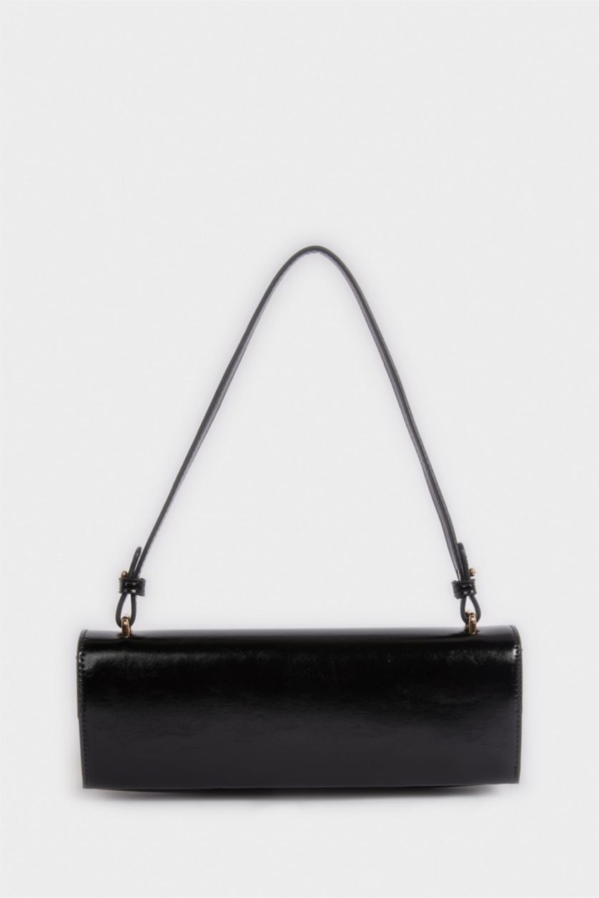 Kadın Siyah Suni Deri Baget Çanta