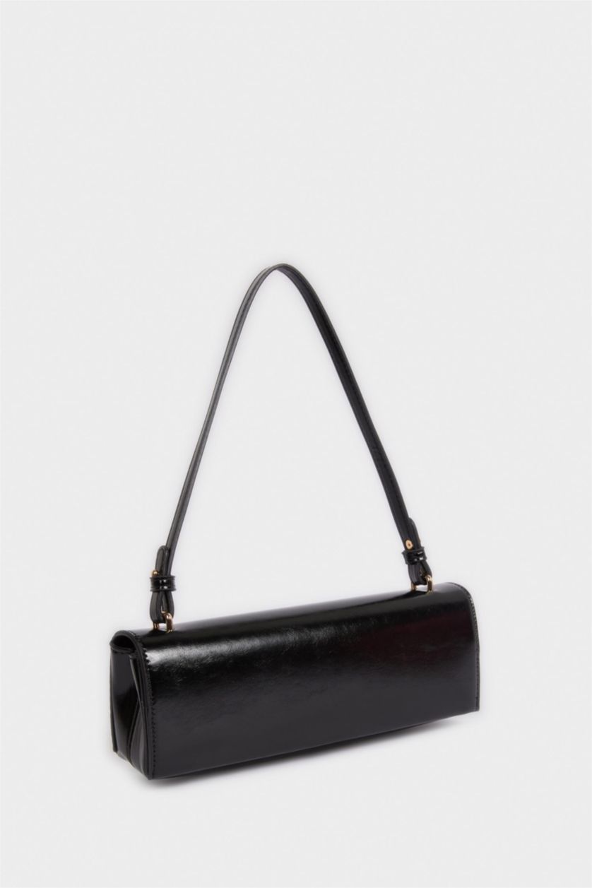 Kadın Siyah Suni Deri Baget Çanta