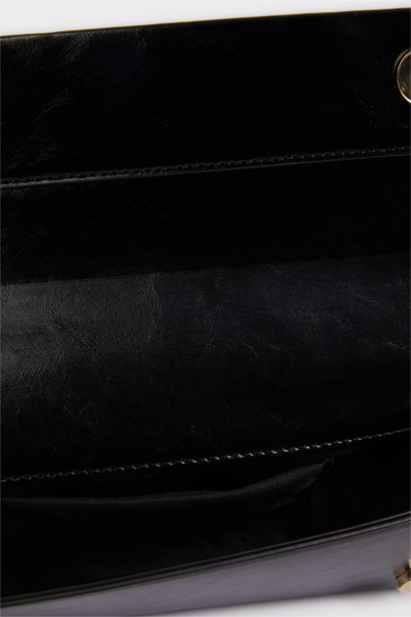 Kadın Siyah Suni Deri Baget Çanta