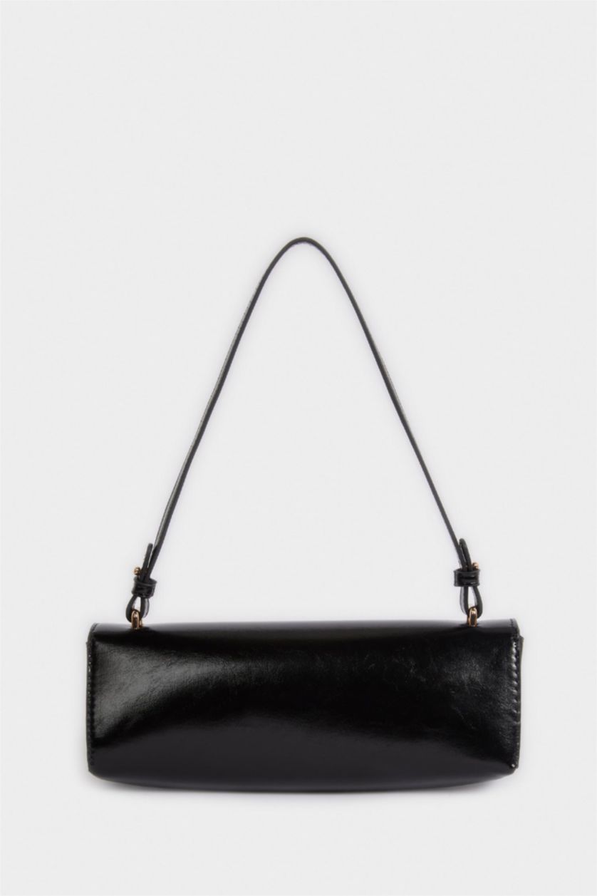 Kadın Siyah Suni Deri Baget Çanta