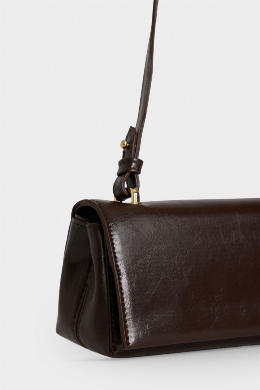 Kadın Koyu Kahve Suni Deri Baget Çanta