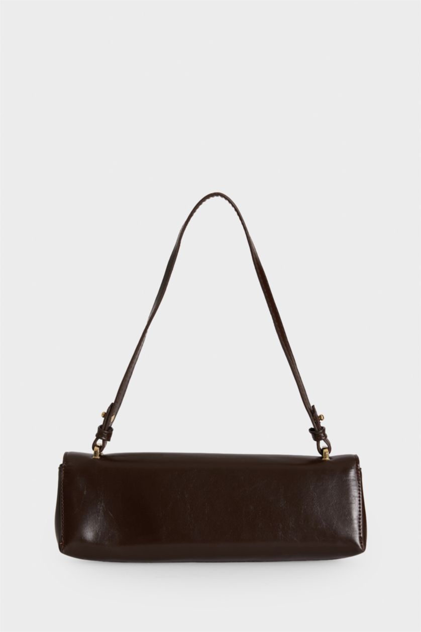 Kadın Koyu Kahve Suni Deri Baget Çanta