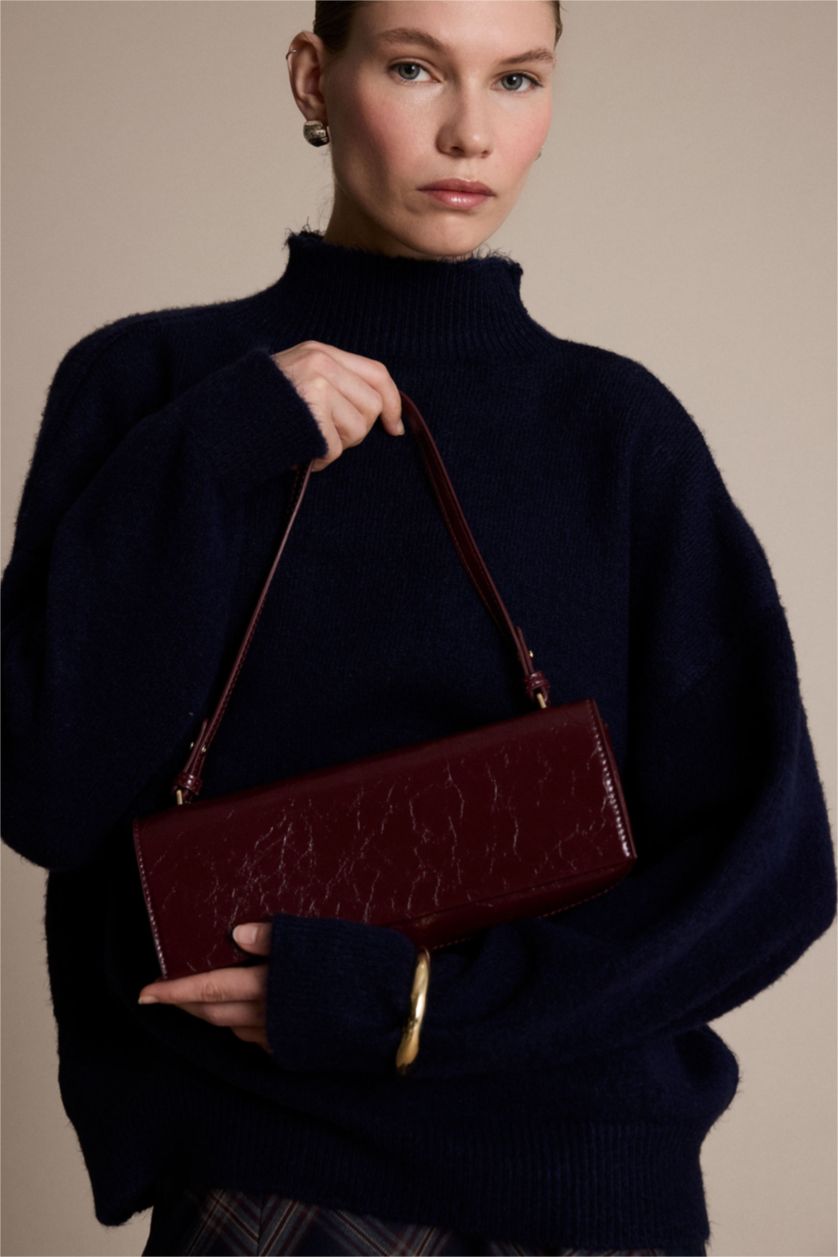 Woman Dark Bordeaux Woman Faux Leather Baguette Bag