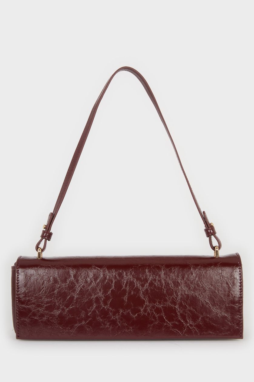 Woman Dark Bordeaux Woman Faux Leather Baguette Bag