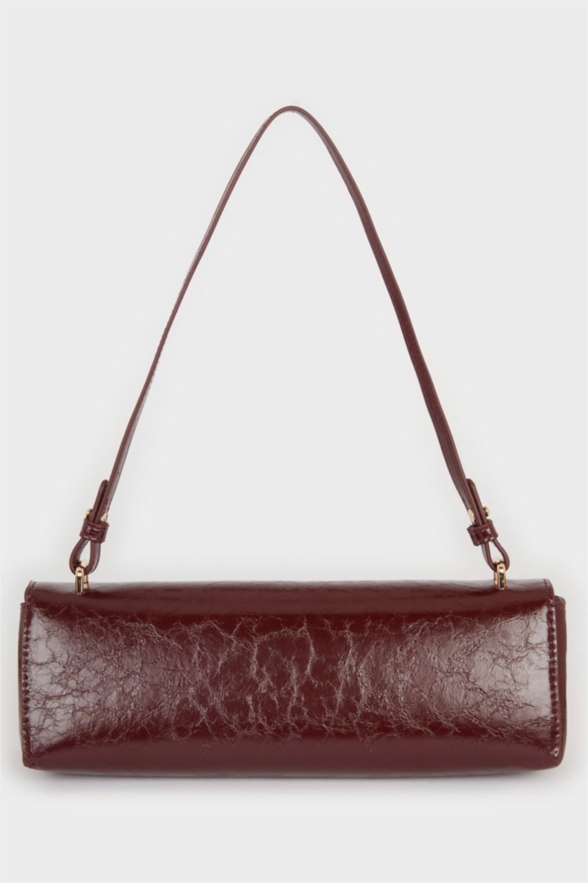 Woman Dark Bordeaux Woman Faux Leather Baguette Bag