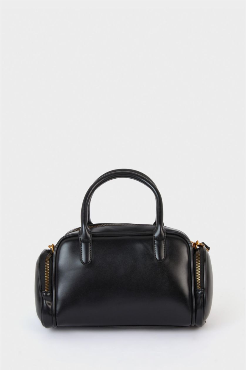 Woman Black Faux Leather Crossbody Bag