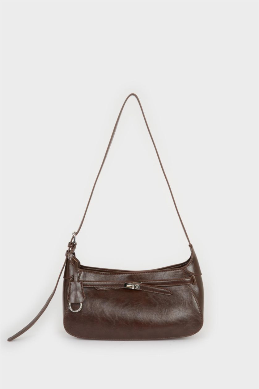 نساء بني غامق Faux Leather Crossbody Bag