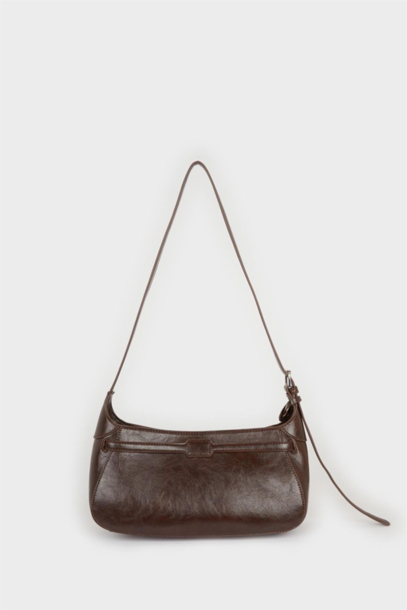 نساء بني غامق Faux Leather Crossbody Bag