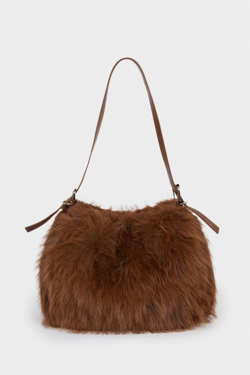 Kadın Koyu Kahve Kadın Pelüş Çapraz Çanta