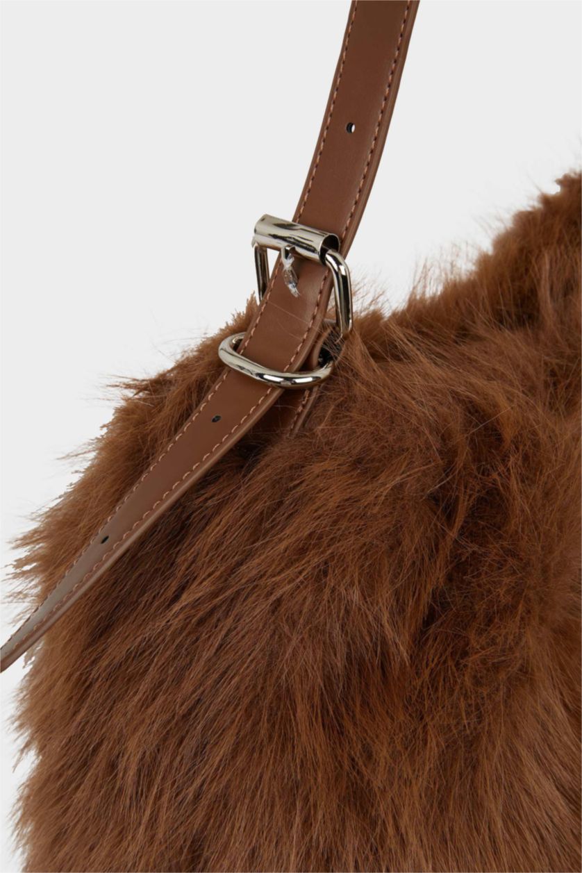 Kadın Koyu Kahve Kadın Pelüş Çapraz Çanta