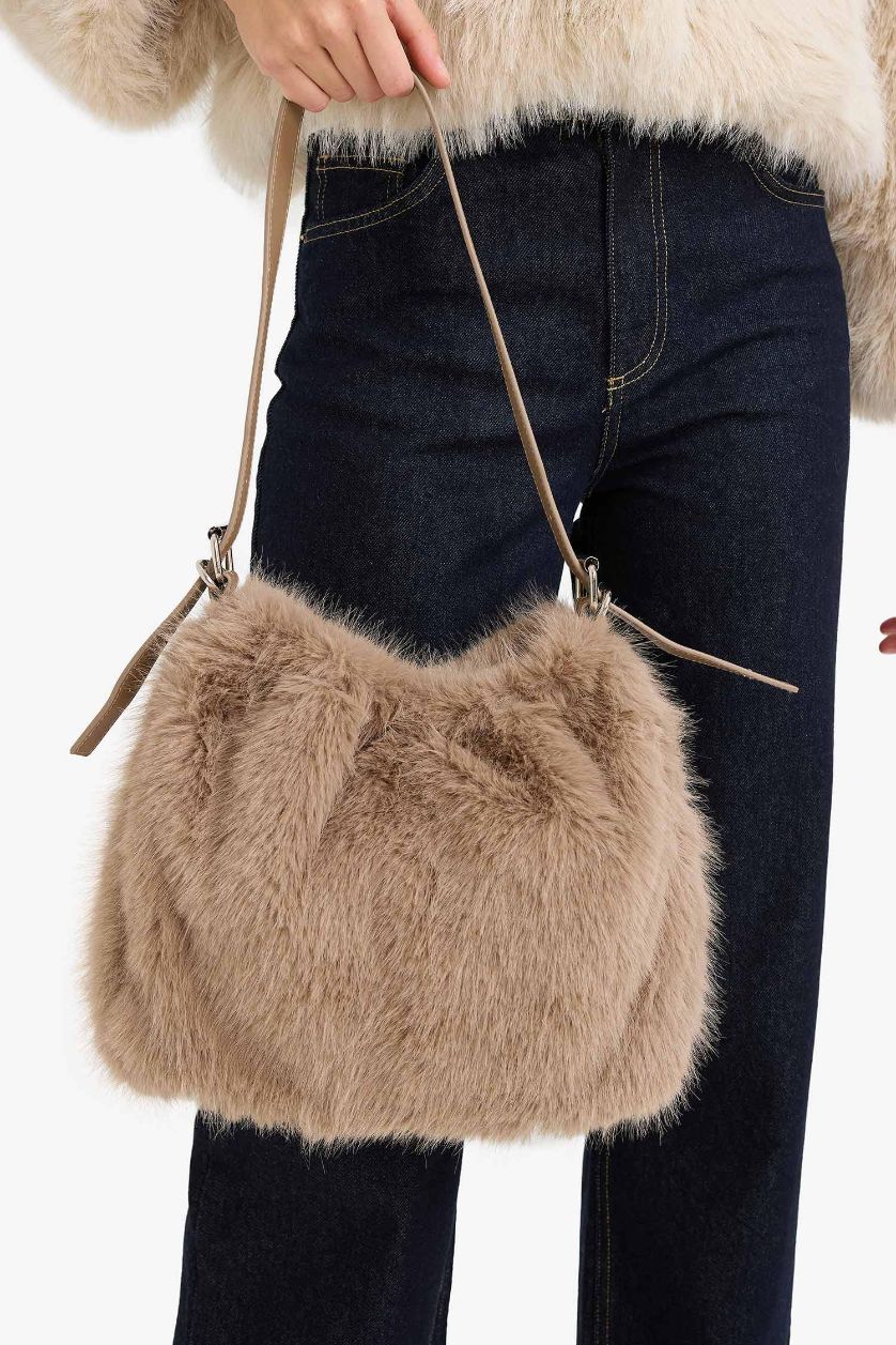 Kadın Gri Kadın Pelüş Çapraz Çanta