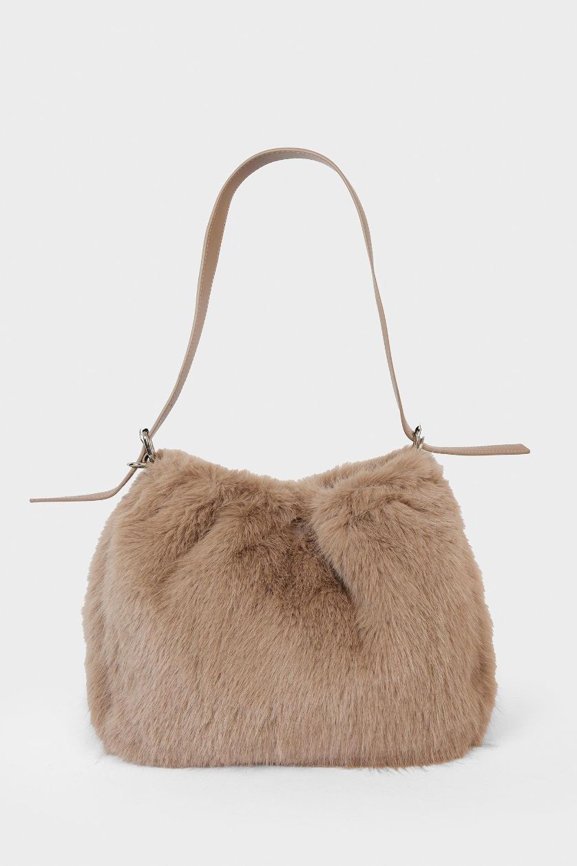 Kadın Gri Kadın Pelüş Çapraz Çanta