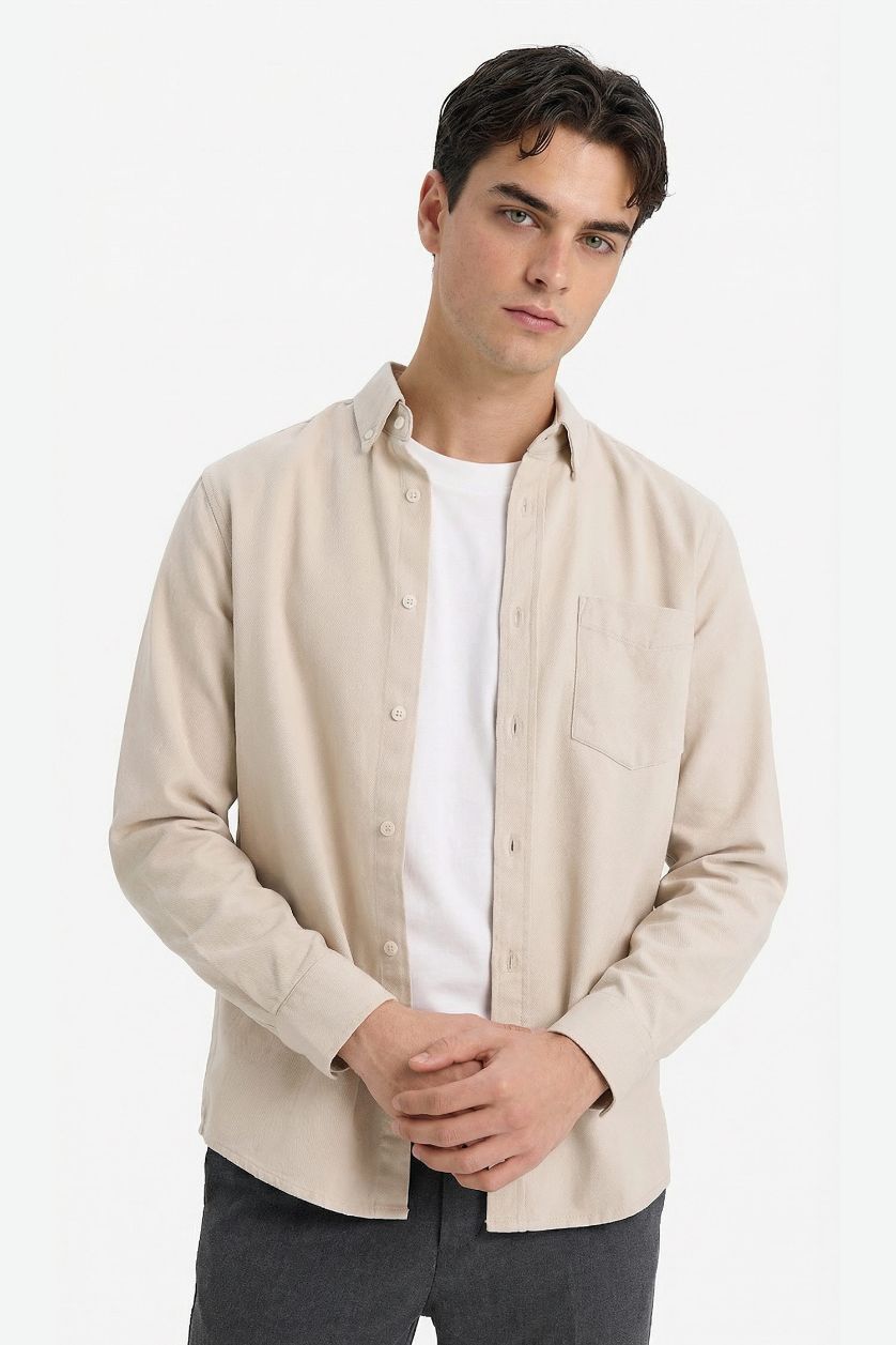 HOMME Beige Chemise en gabardine Coupe régulière