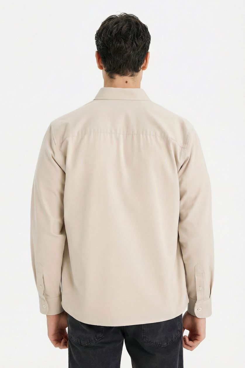 HOMME Beige Chemise en gabardine Coupe régulière