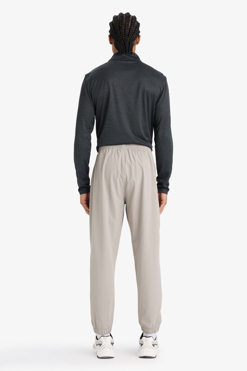 Erkek Gri Slim Fit Dar Kesim Fermuar Cepli Dokuma Sporcu Jogger Eşofman Altı