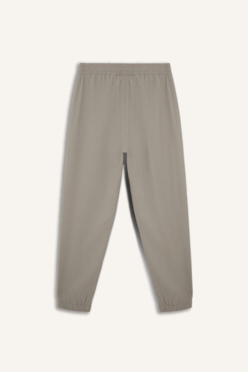 Erkek Gri Slim Fit Dar Kesim Fermuar Cepli Dokuma Sporcu Jogger Eşofman Altı