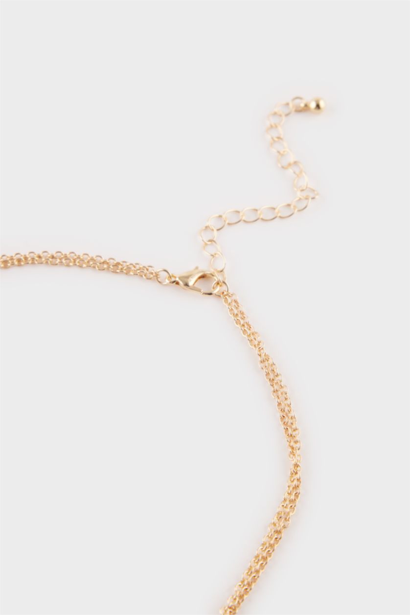 FEMME Gümüş Lot de 2 Colliers dorés Y à cœur pour femme