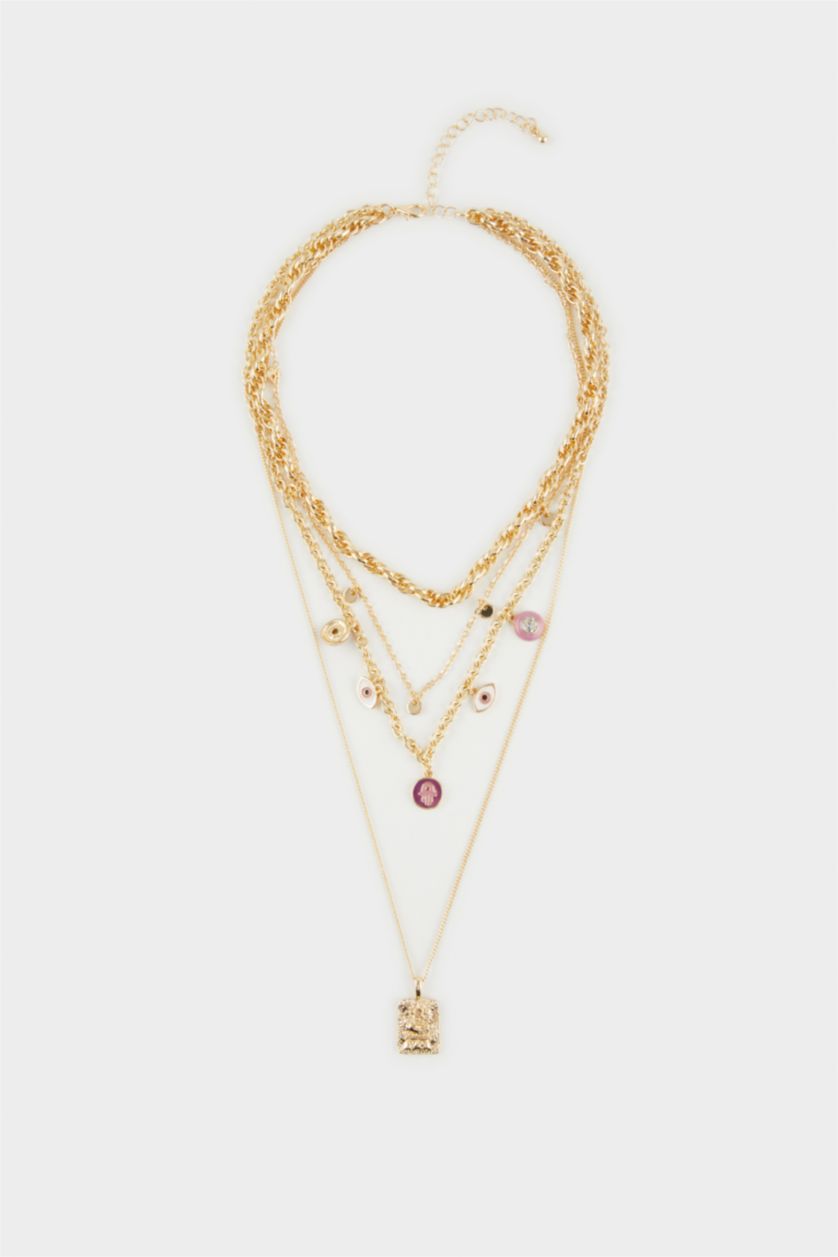 FEMME Altın Lot de 4 Colliers dorés pour femme