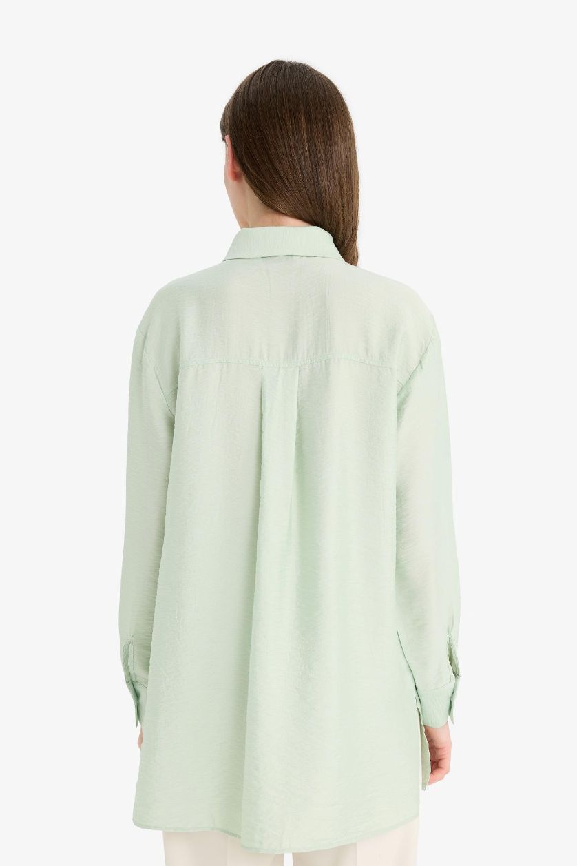 WOMAN Mint Relax Fit Long Sleeve Modest Shirt Tunic