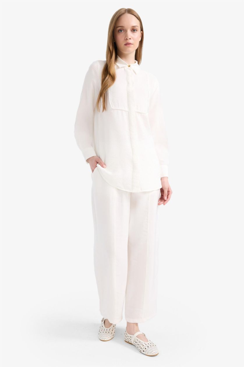 حريمي بيج فاتح بنطلون بيزك سادة برجل عادية