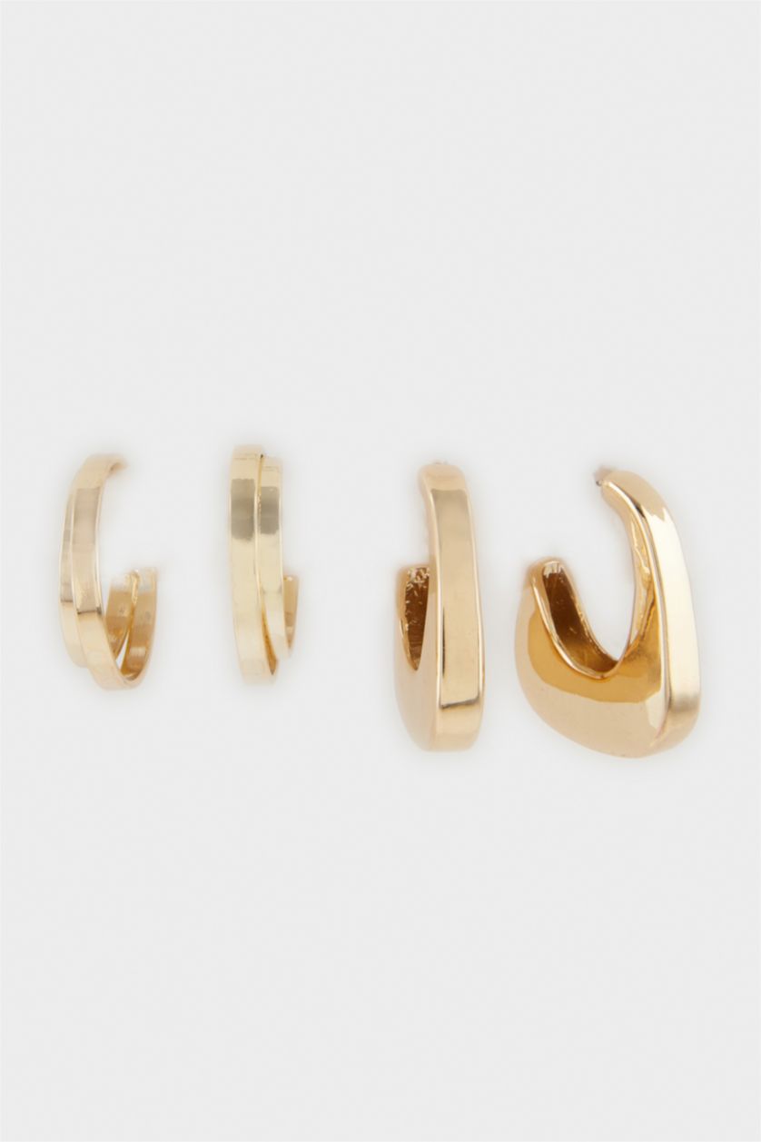 WOMAN Altın Woman 2 Piece Gold Earrings