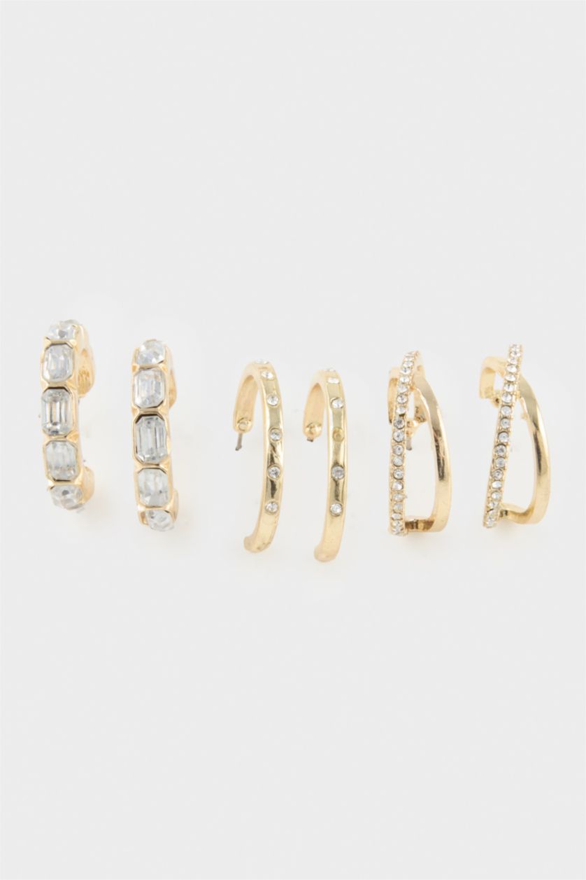 Kadın Altın Kadın 3'lü Gold Küpe