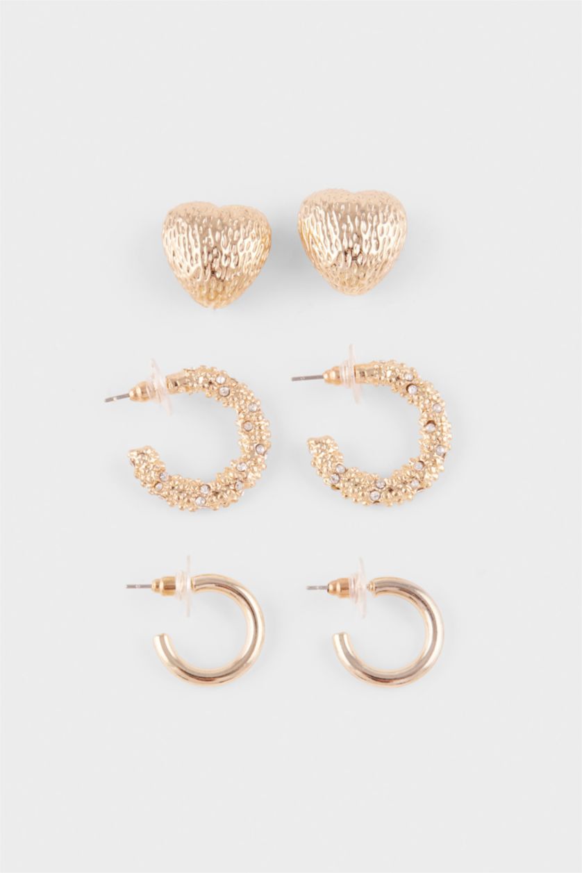 Kadın Altın Kadın 3'lü Gold Küpe