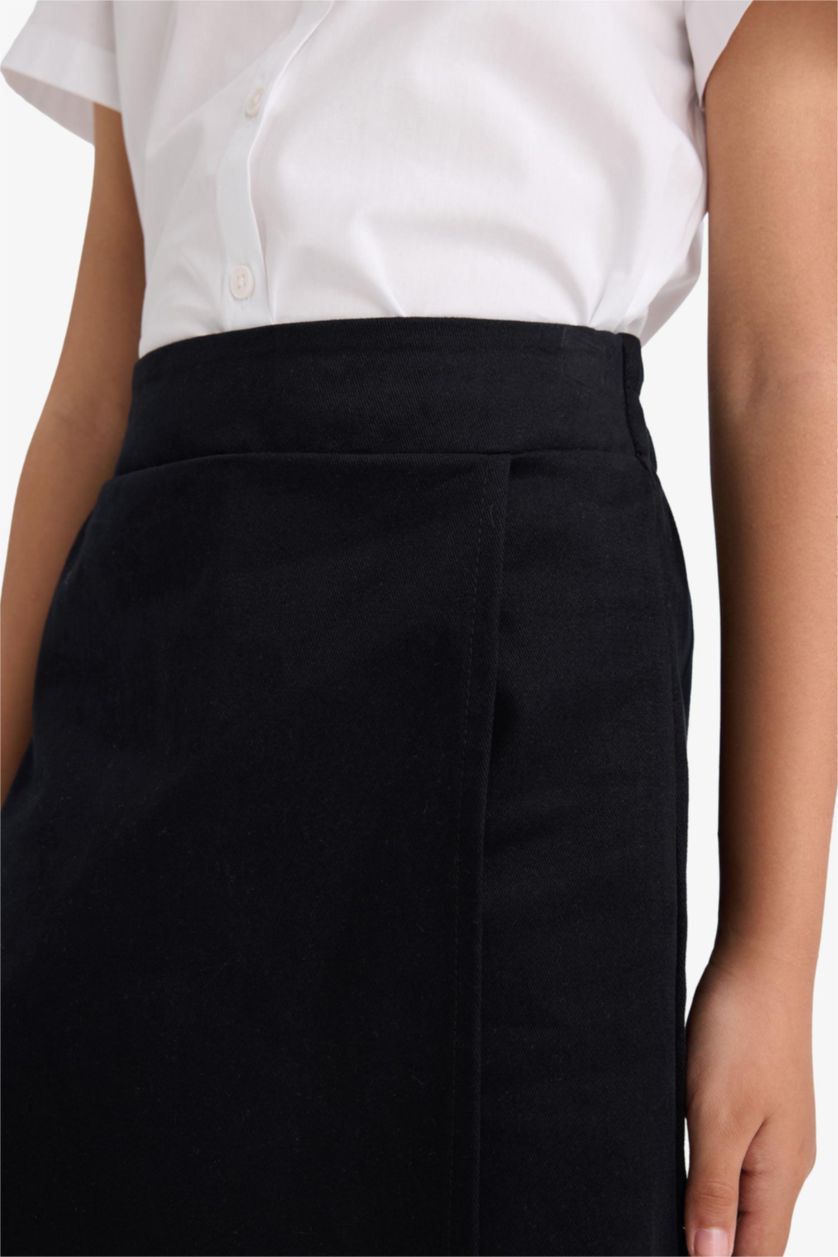 بناتي أسود جيب شورت بناتي جبردين أسود وخصر مطاطي