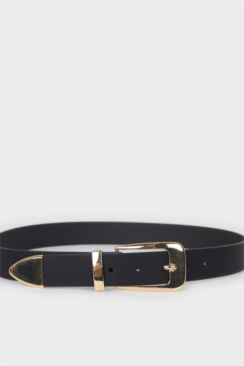 Kadın Siyah Kadın Büyük Toka Suni Deri Jean Kemeri