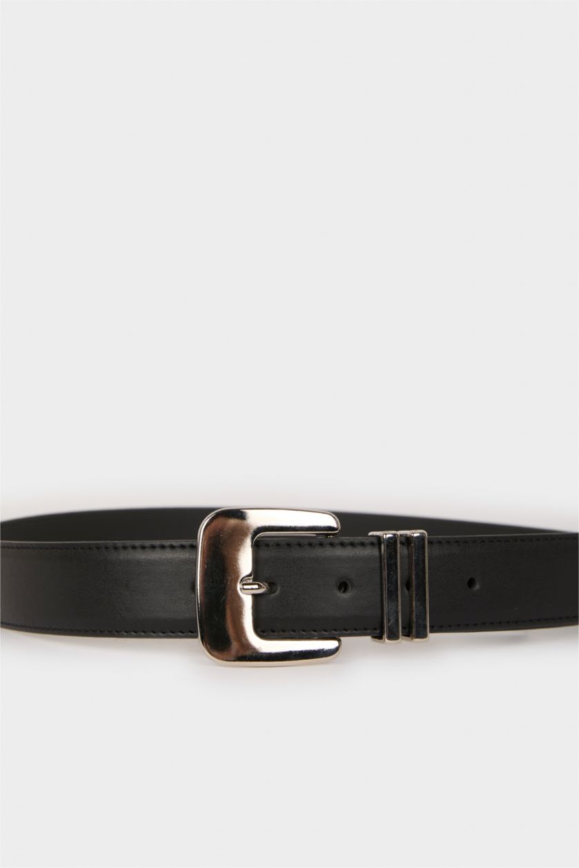 Kadın Siyah Kadın Suni Deri Jean Kemeri