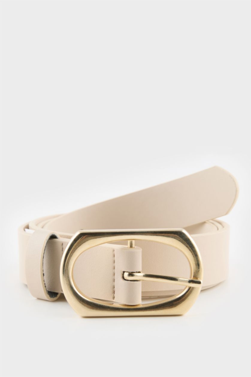 Kadın Bej Kadın Suni Deri Günlük Kemer