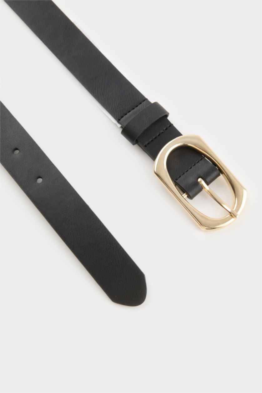 Woman Black Woman Faux Leather Casual Belt